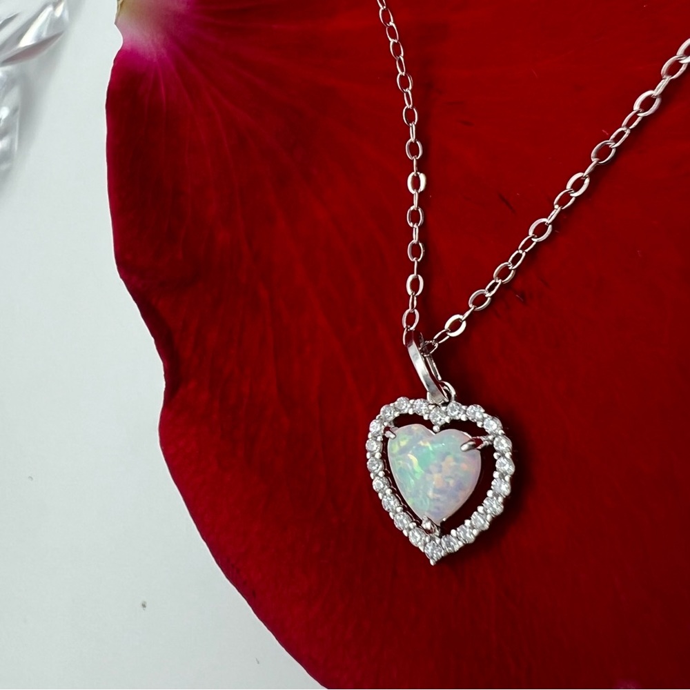 Opal Sterling Silver heart necklace